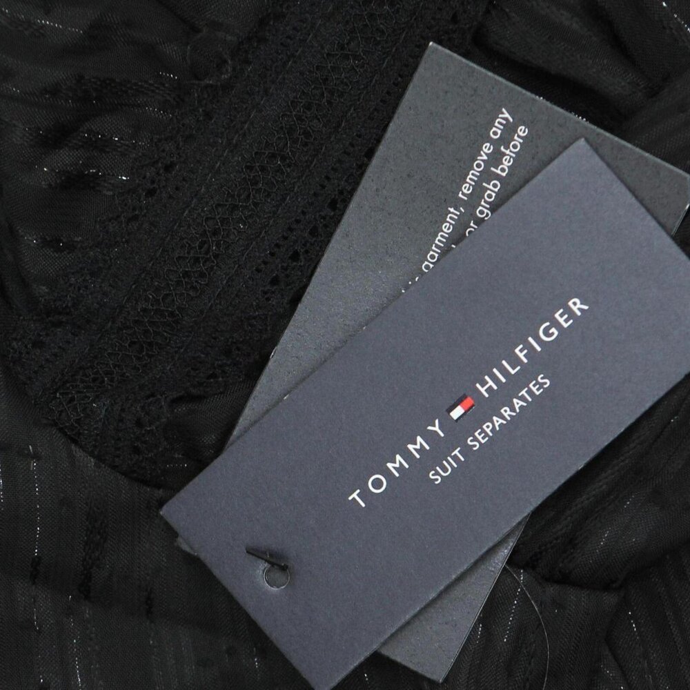 NWT Tommy Hilfiger Women's Textured Split-Neck Top H38T201A M Black - Picture 6 of 7